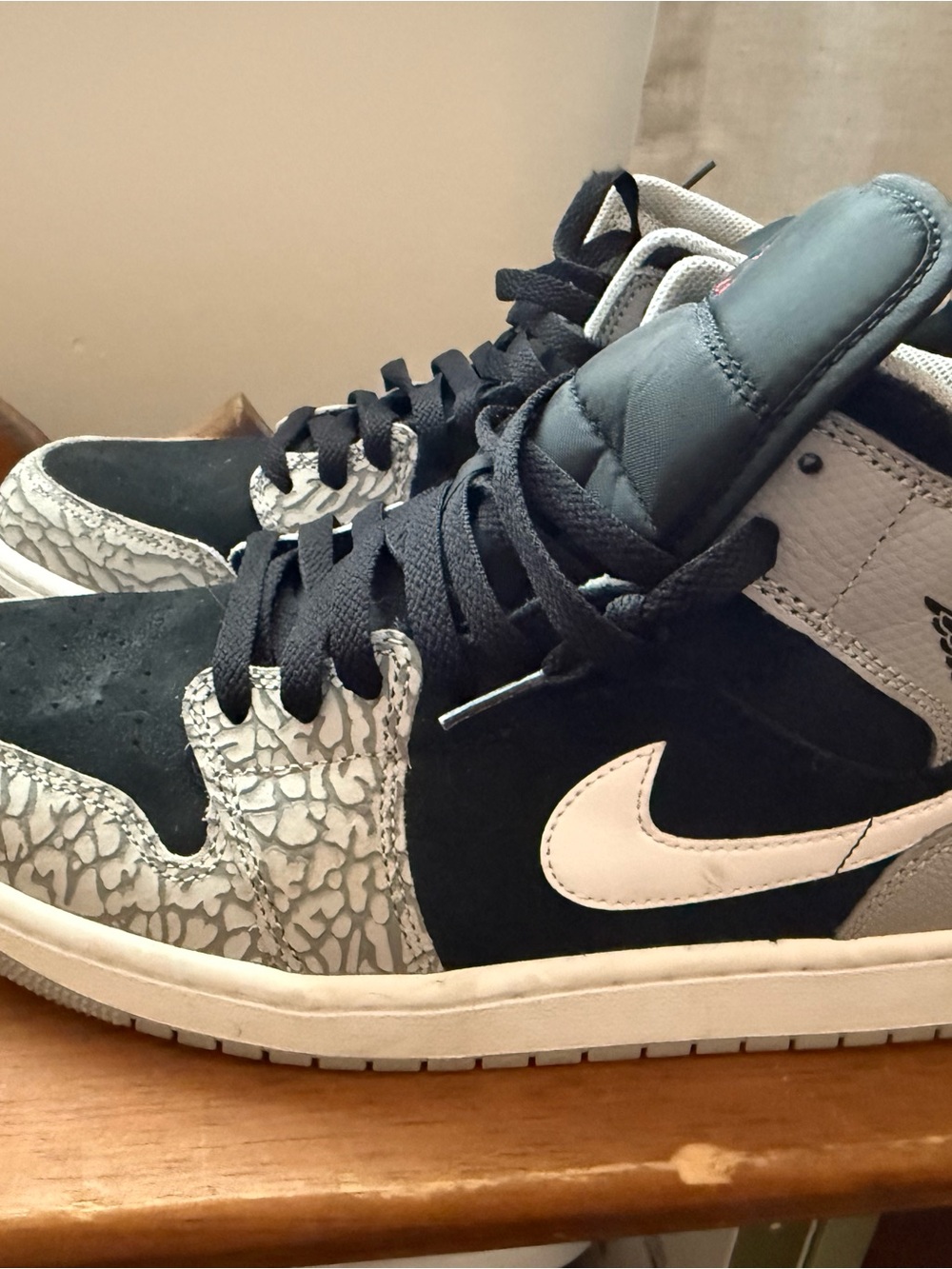 Nike Air Jordan 1  Mid Sneakers in Black, White & Gray